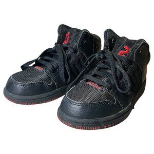 Nike Air Jordan 1 Flight 4 Kids 11C Black Red Basketball Shoes 828243-066